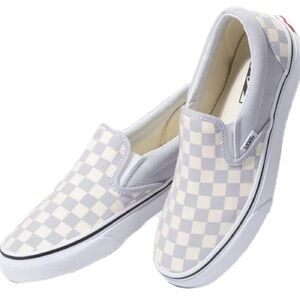 Vans Classic Slip Ons Gray Dawn Checkerboard Size 5.5 Mens Size 7 Women’s